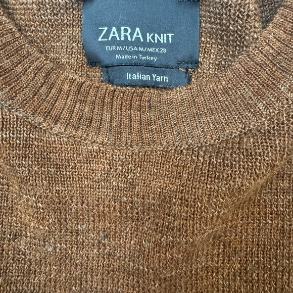 Zara Rust Brown Fluted Sleeve Italian Yard Sweater - Picture 2 of 4